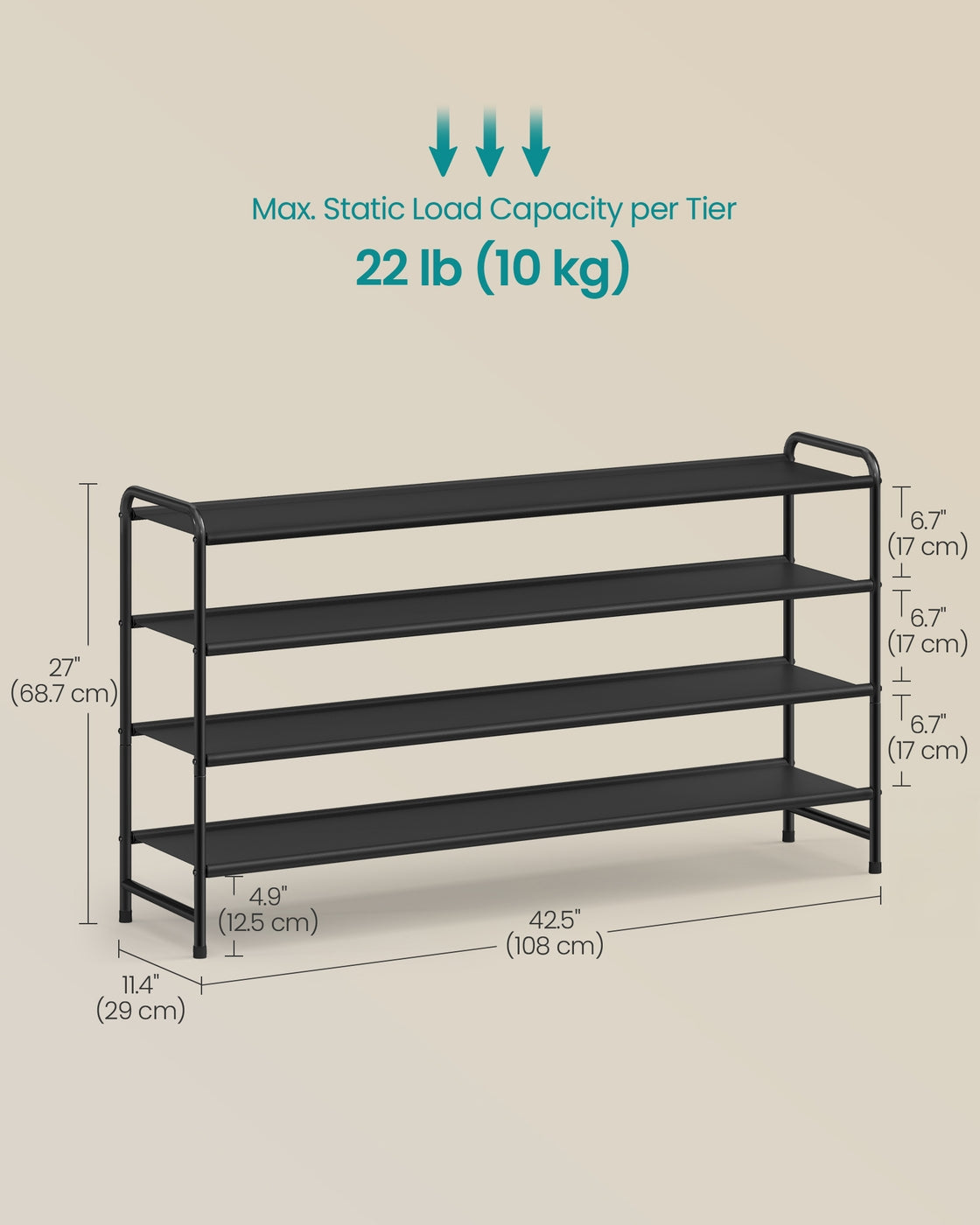 3-Tier Long Shoe Rack Organizer Ink Black - image 14