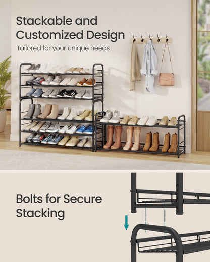Shoe Rack, 4 Tier Shoe Organizer for Closet, Holds up to 20 Pairs of Shoes, for Entryway, Garage, Black - image 4