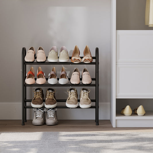 3-Tier Shoe Rack, Metal Shoe Shelf Storage, Extendable - image 1