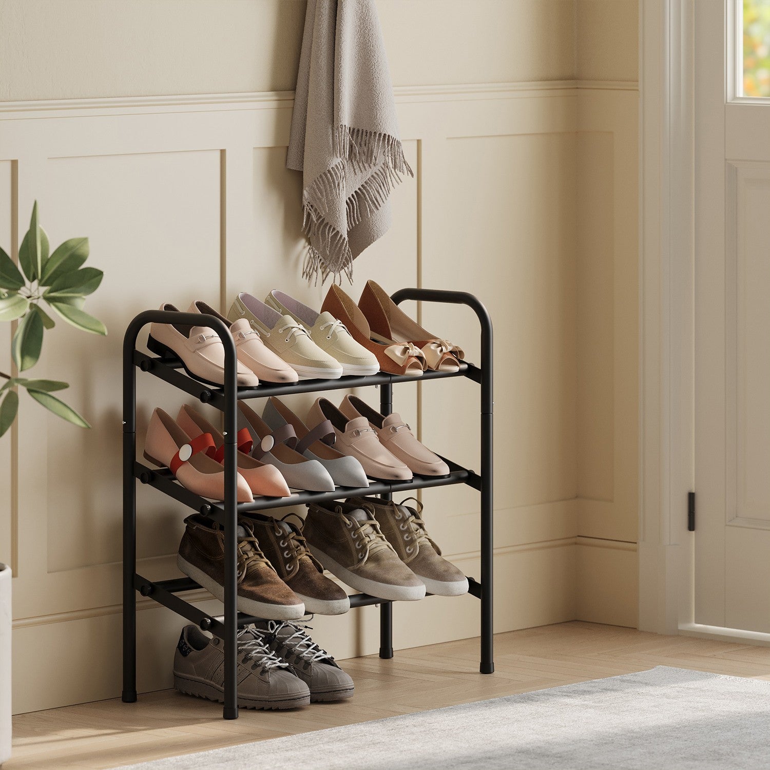 3-Tier Shoe Rack, Metal Shoe Shelf Storage, Extendable - image 2