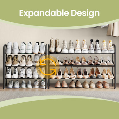 3-Tier Shoe Rack, Metal Shoe Shelf Storage, Extendable - image 3