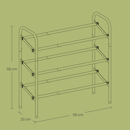 3-Tier Shoe Rack, Metal Shoe Shelf Storage, Extendable - image 5