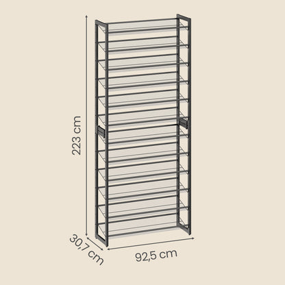 12-Tier Shoe Rack with Adjustable Shelves, for Over 48 Pairs, Black
