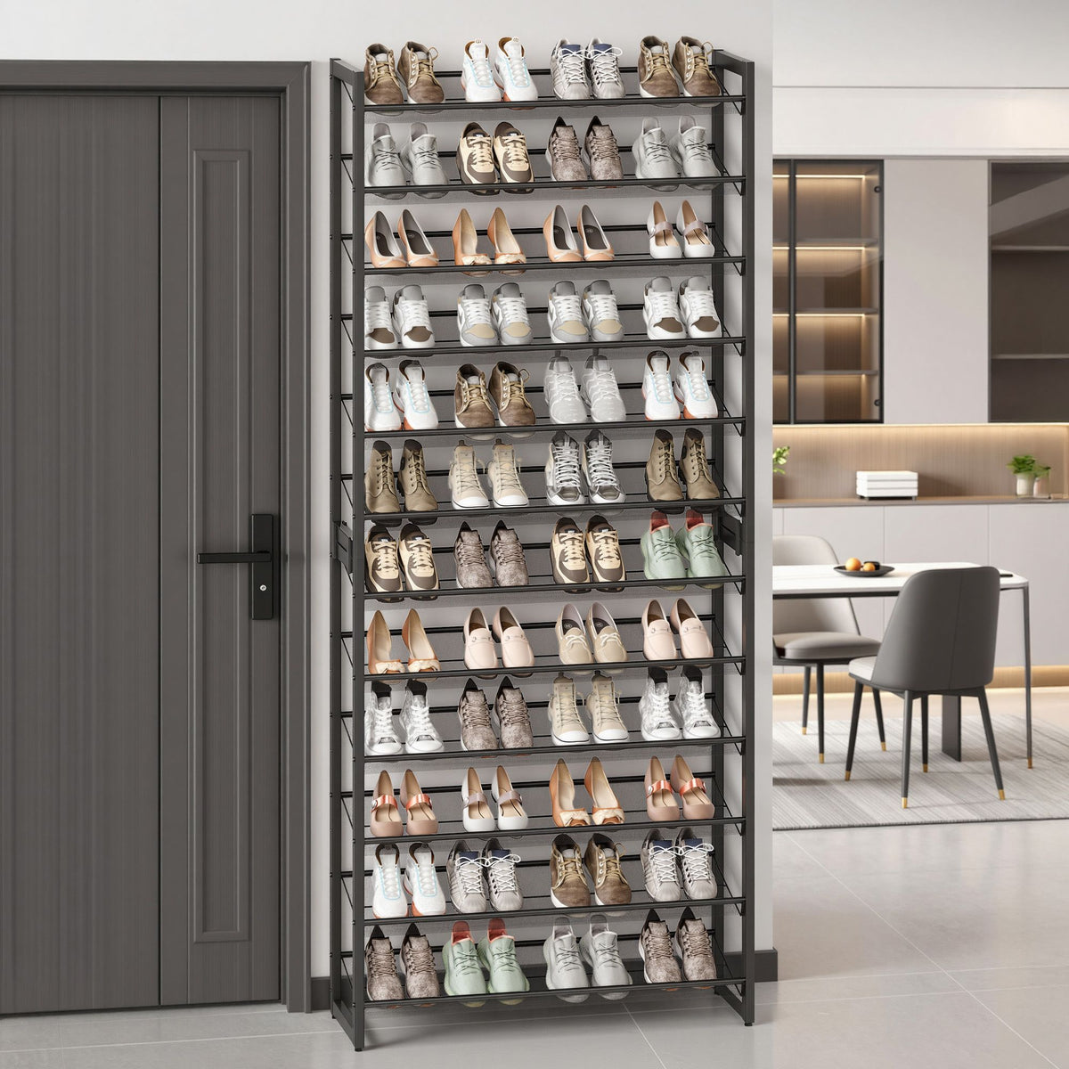 12-Tier Shoe Rack with Adjustable Shelves, for Over 48 Pairs, Black