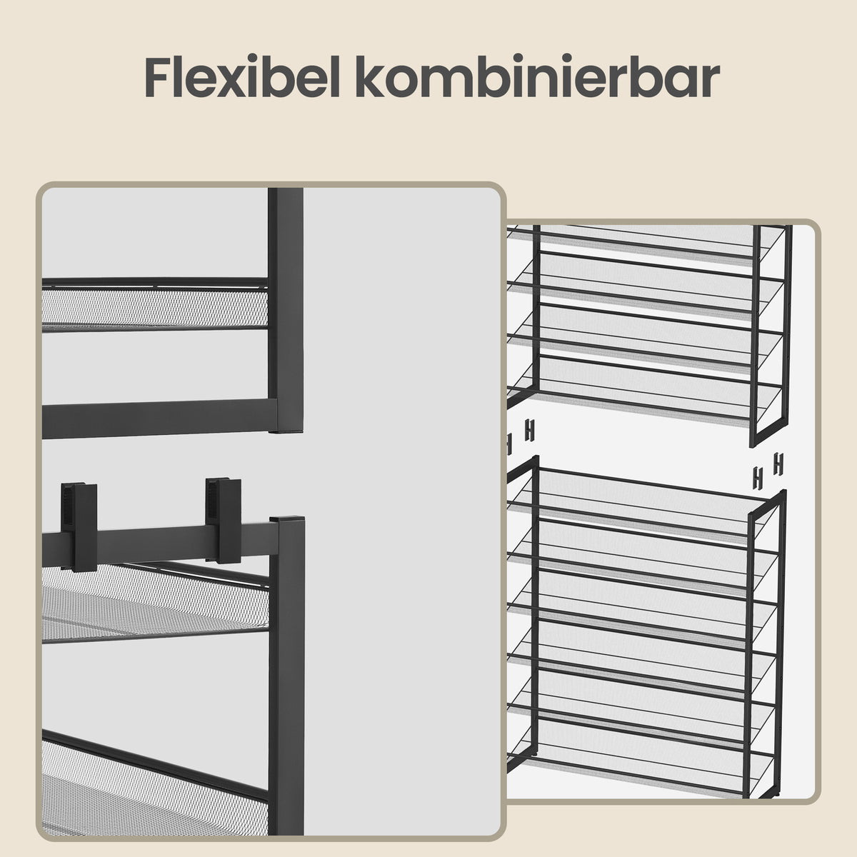 12-Tier Shoe Rack with Adjustable Shelves, for Over 48 Pairs, Black