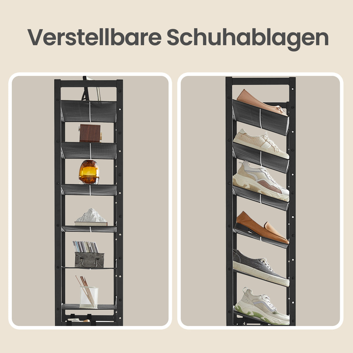 12-Tier Shoe Rack with Adjustable Shelves, for Over 48 Pairs, Black