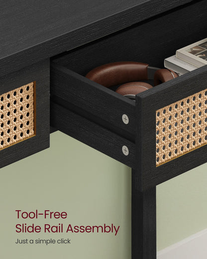 Boho Console Table, 2-Drawer, Ash Black - image 5