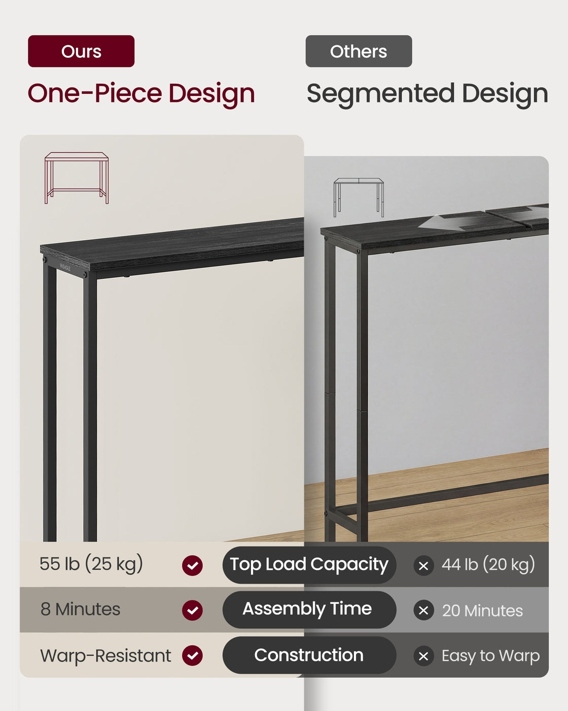 Narrow Steel Console Table Black - image 3