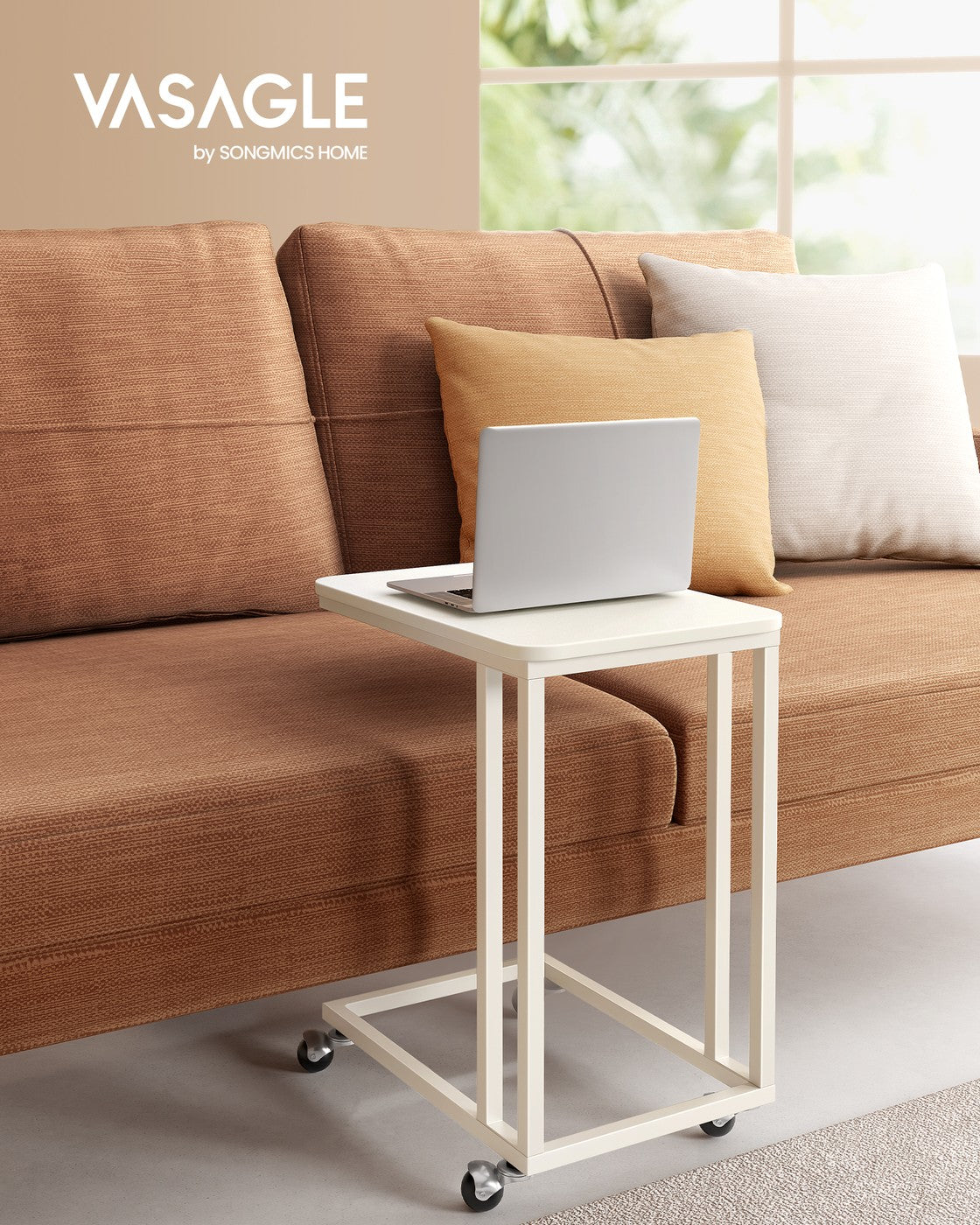 C Shaped TV Tray with Metal Frame Rolling Casters - image 2