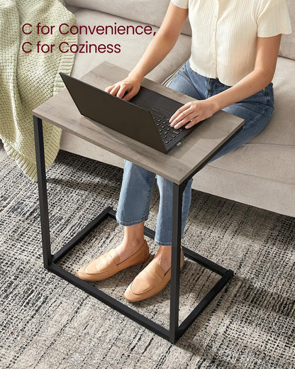 C Shape End Table, Small Coffee Table For Couch Or Sofa