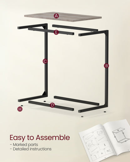 C Shape End Table, Small Coffee Table For Couch Or Sofa