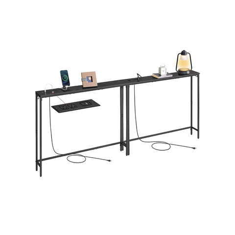 Set of two console tables with power outlets and hooks
