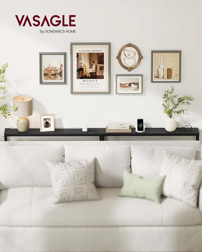 Set of two console tables with power outlets and hooks