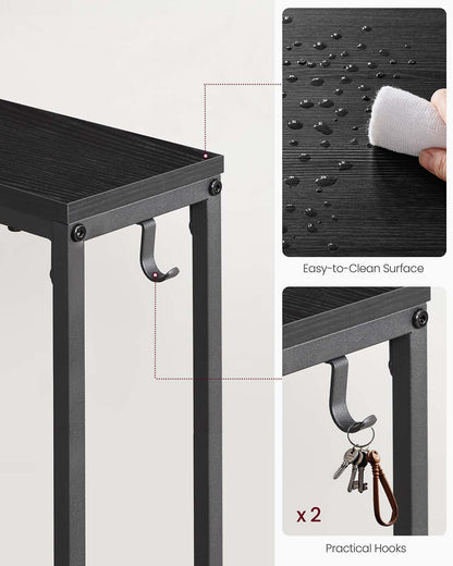 Set of two console tables with power outlets and hooks
