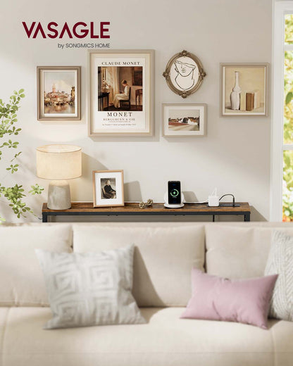 Slim console table with power outlet and hook - HWLEXTRA 