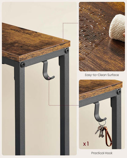 Slim console table with power outlet and hook - HWLEXTRA 