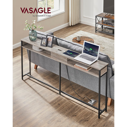 70 Inch Console Table with Outlet and Shelves - image 2