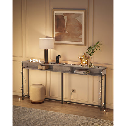 70 Inch Console Table with Outlet and Shelves - image 3