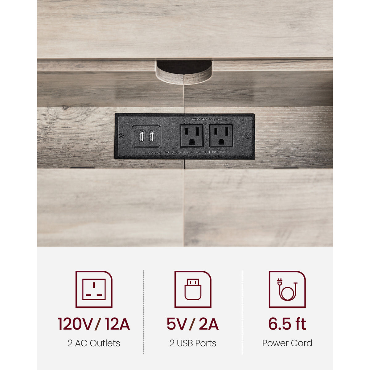 70 Inch Console Table with Outlet and Shelves - image 5