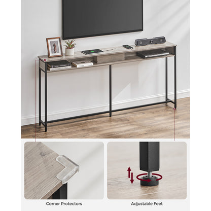 70 Inch Console Table with Outlet and Shelves - image 8