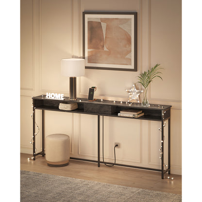 70 Inch Console Table with Outlet and Shelves - image 11