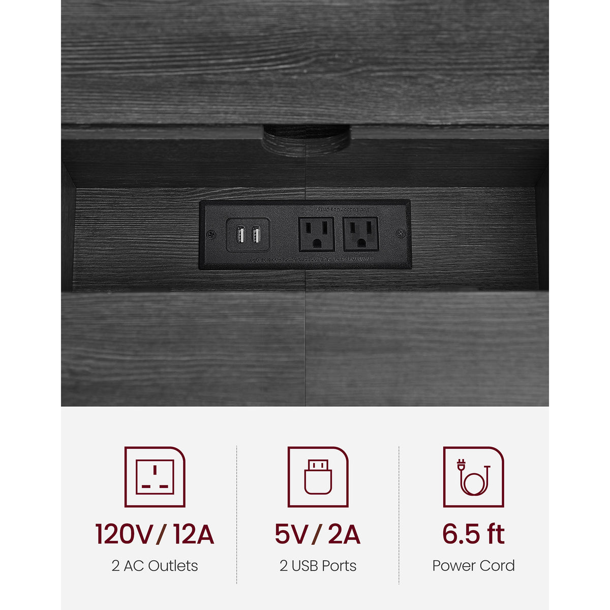 70 Inch Console Table with Outlet and Shelves - image 13