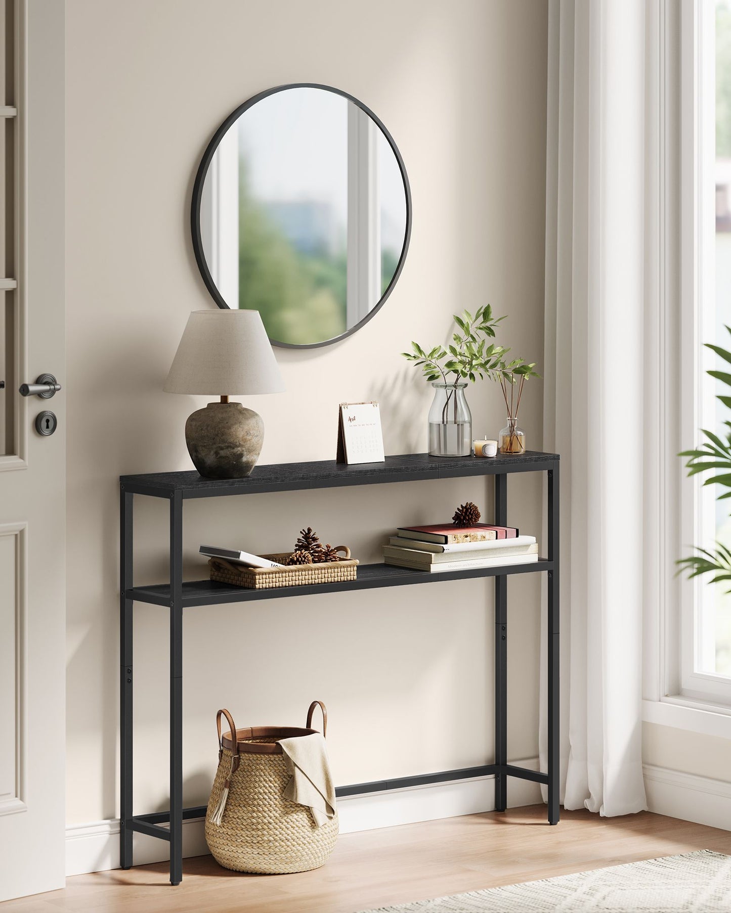 2-Tier Console Table with 2 Shelves