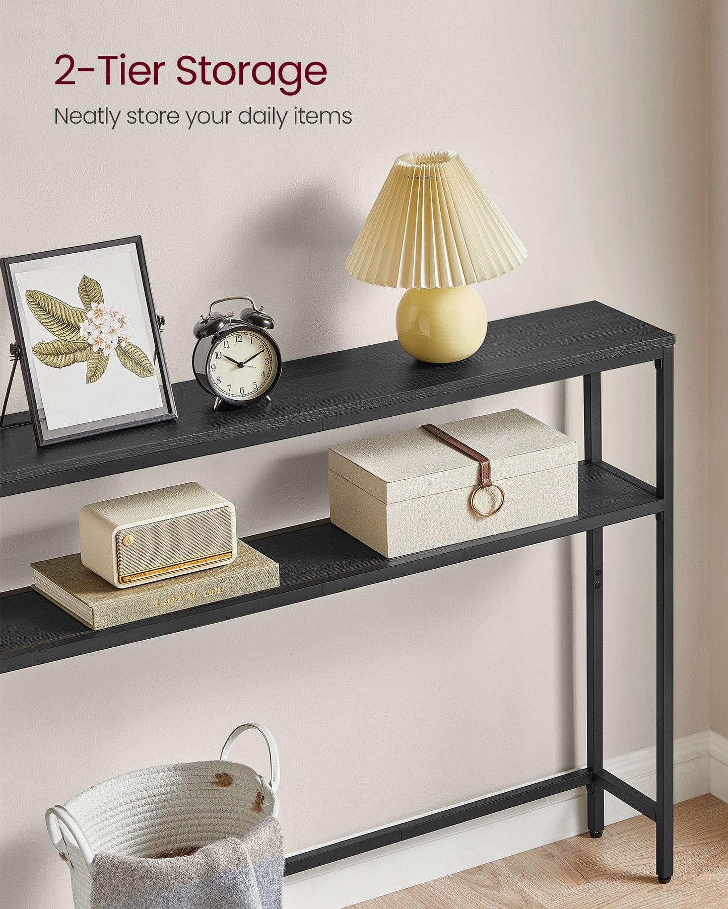 2-Tier Console Table with 2 Shelves