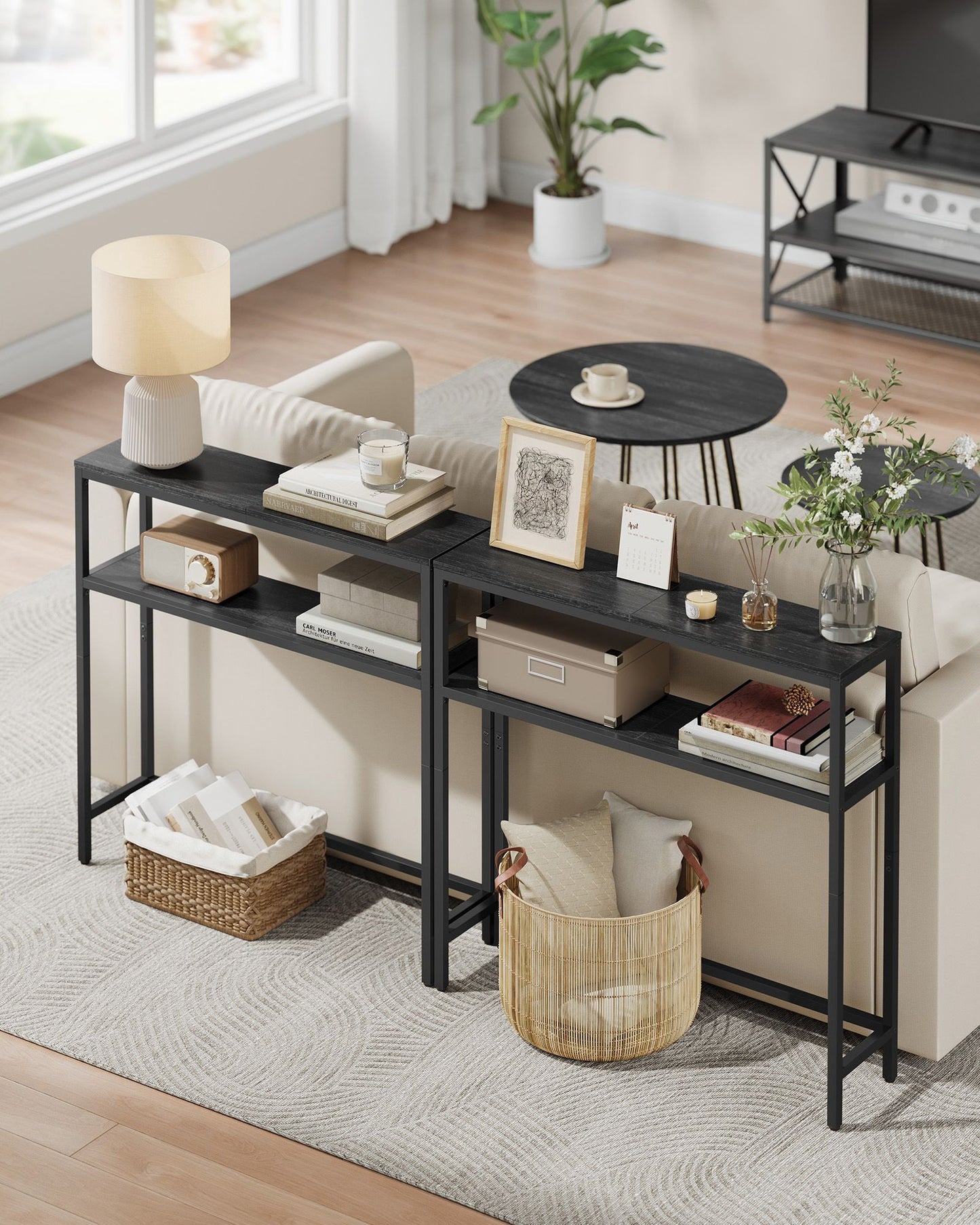 2-Tier Console Table with 2 Shelves