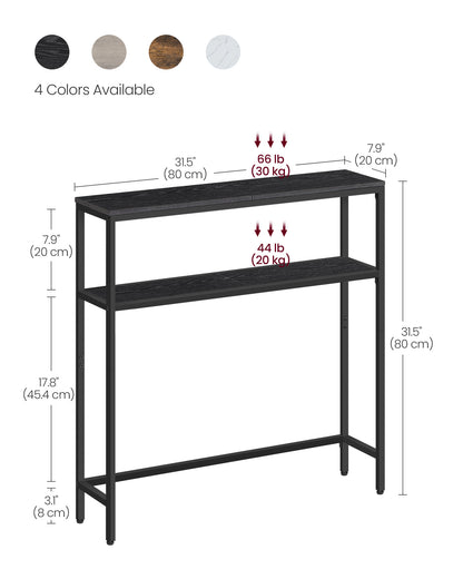 2-Tier Console Table with 2 Shelves