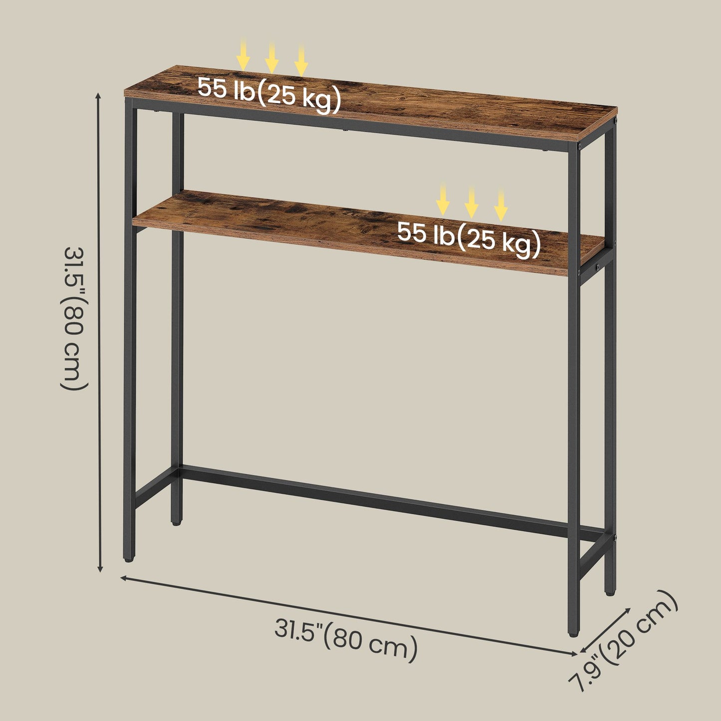 Console Table, 2-Tier Sofa Table, 20 x 100 x 80 cm - image 28