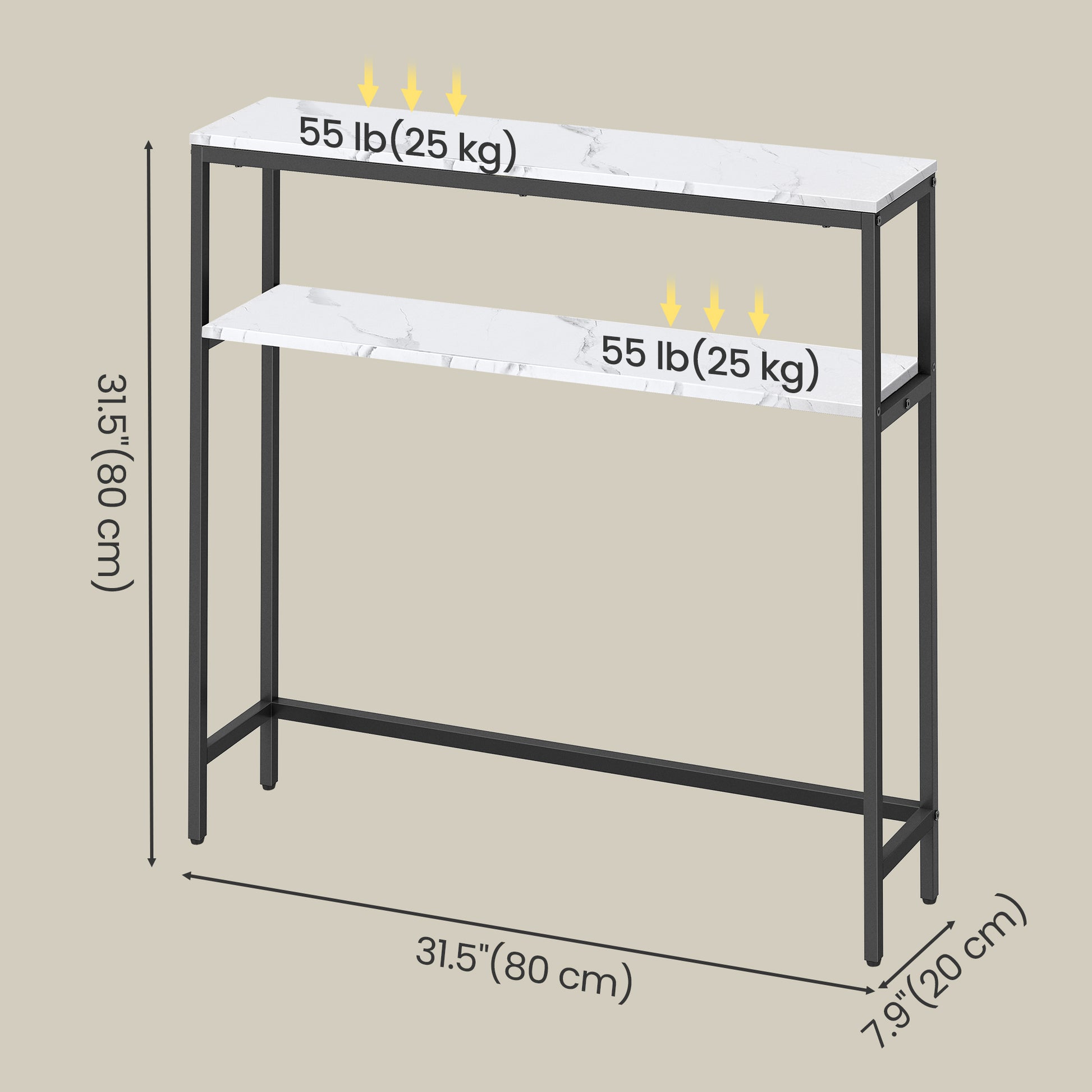 Console Table, 2-Tier Sofa Table, 20 x 100 x 80 cm - image 12