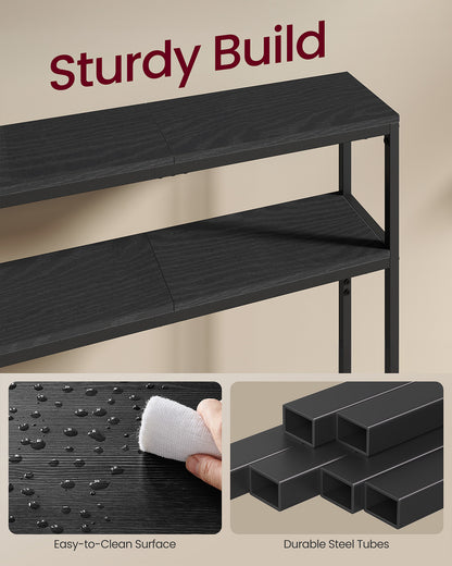 2-Tier Console Table for Hallway Marble White and Ink Black - image 29