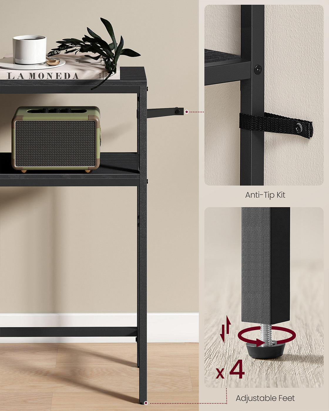 2-Tier Console Table for Hallway Marble White and Ink Black - image 30