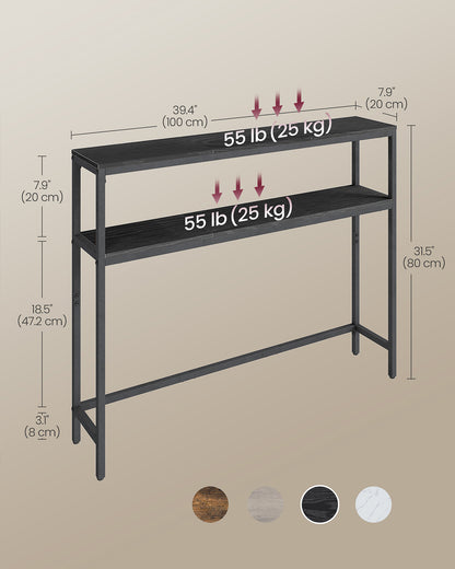 2-Tier Console Table for Hallway Marble White and Ink Black - image 31