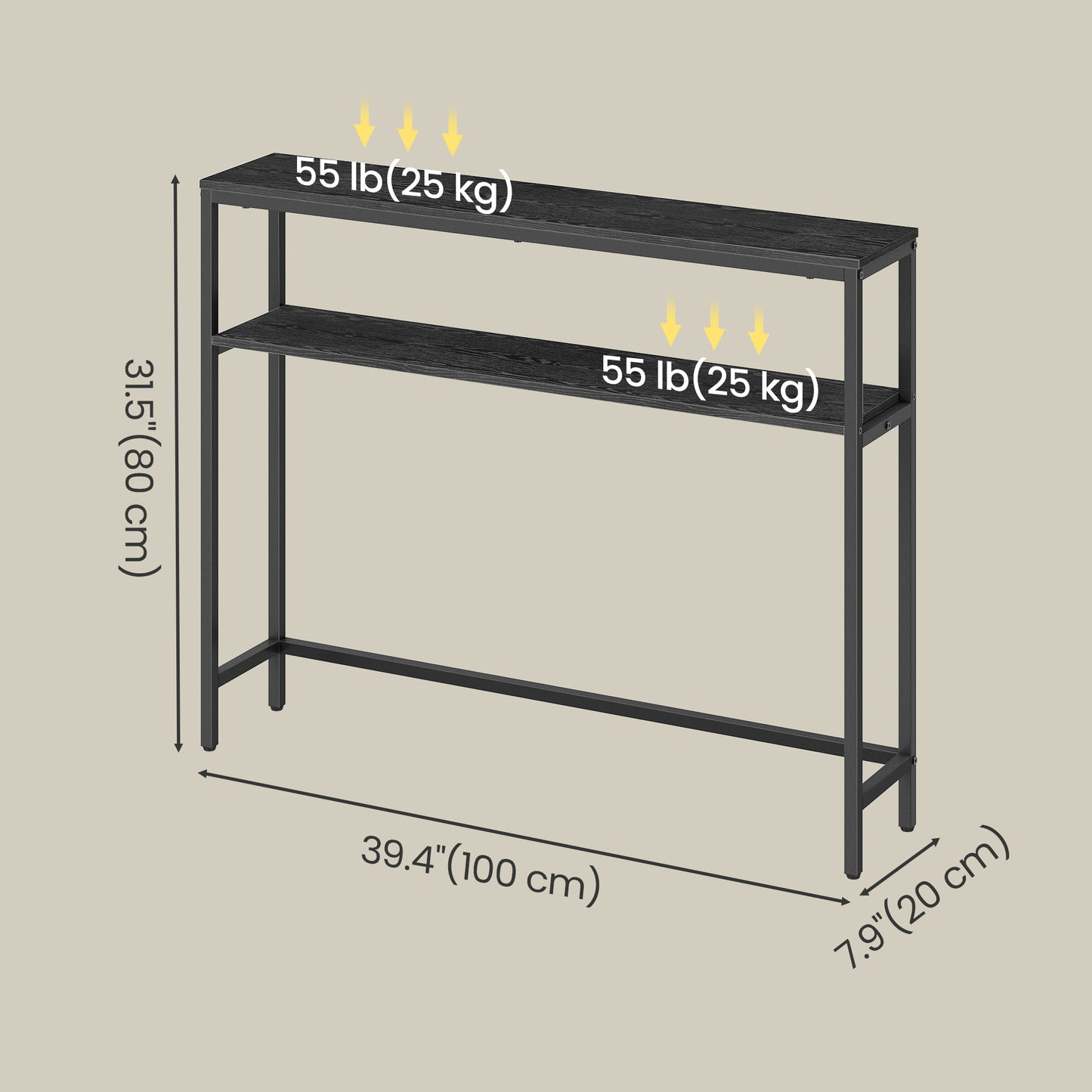 Console Table, 2-Tier Sofa Table, 20 x 100 x 80 cm - image 4