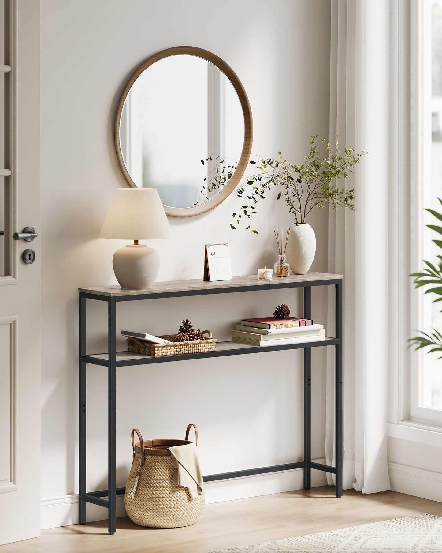 2-Tier Console Table with 2 Shelves