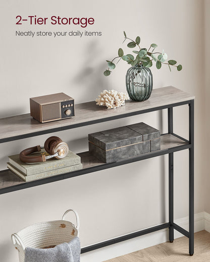 2-Tier Console Table with 2 Shelves