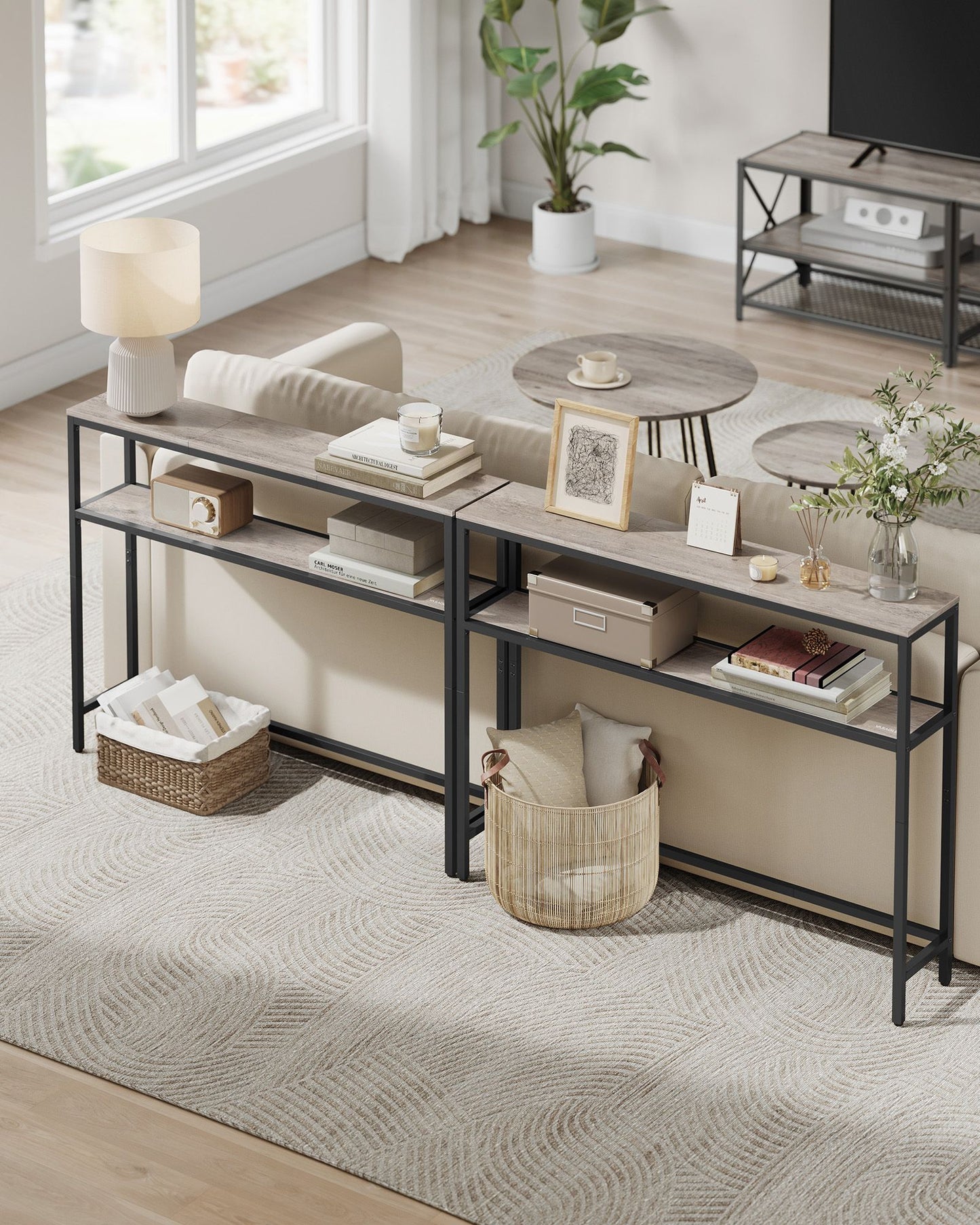 2-Tier Console Table with 2 Shelves