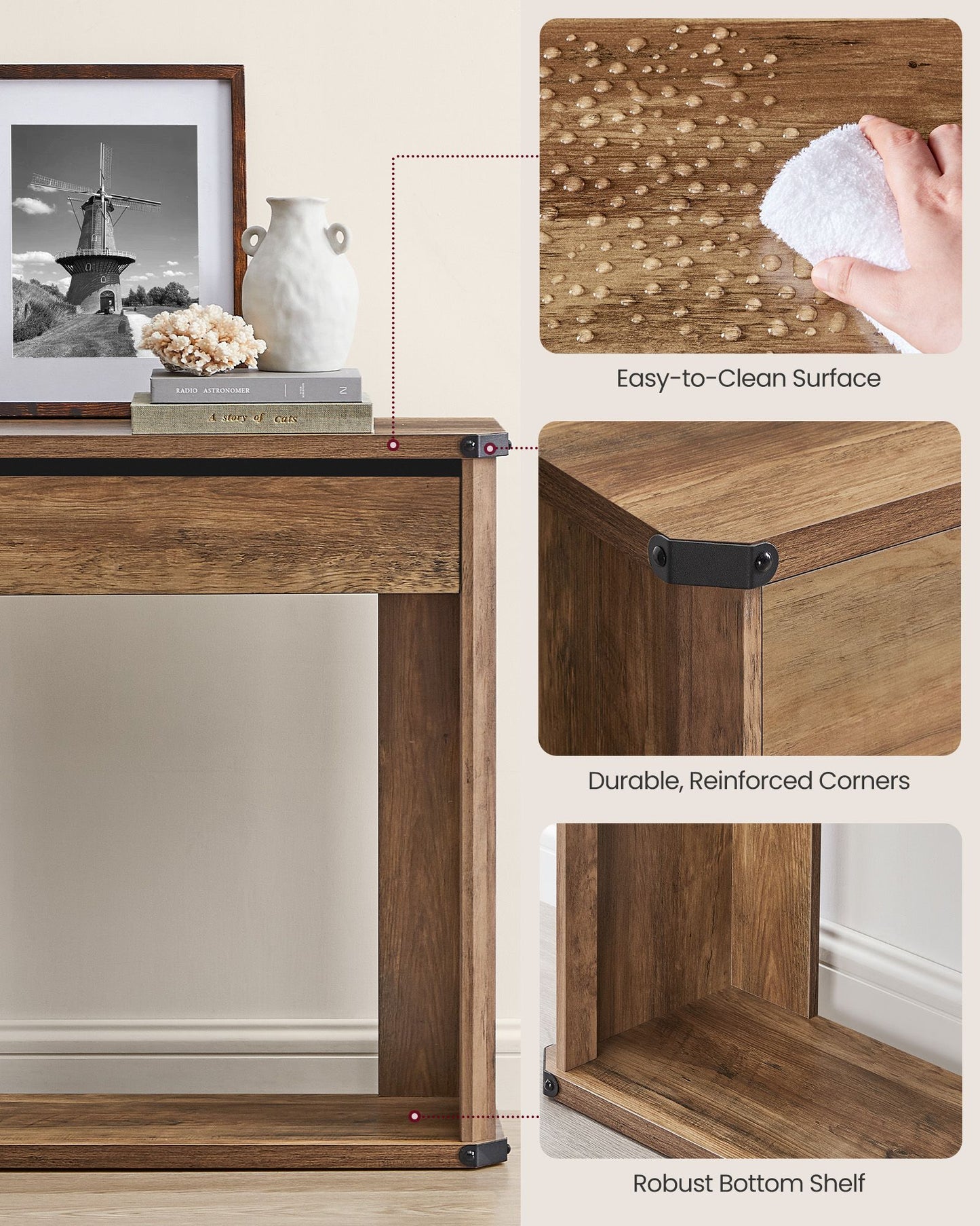47.2 Inches Console Table with 3 Drawers - HWLEXTRA 