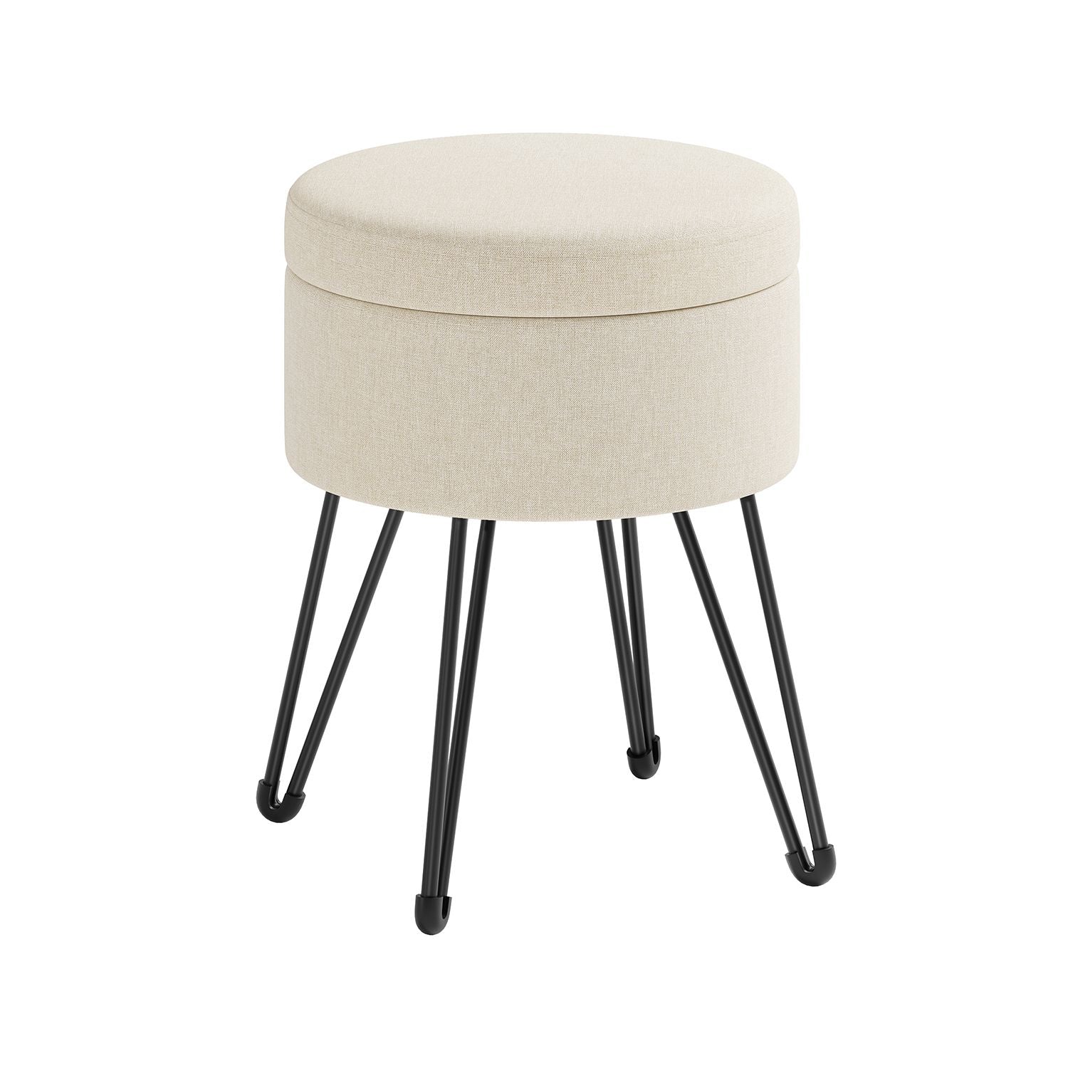 Small Vanity Stool Chair with Storage Cream White