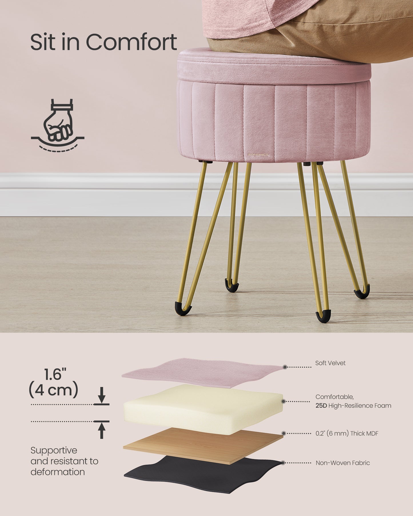 Small Vanity Stool Chair with Storage - image 15