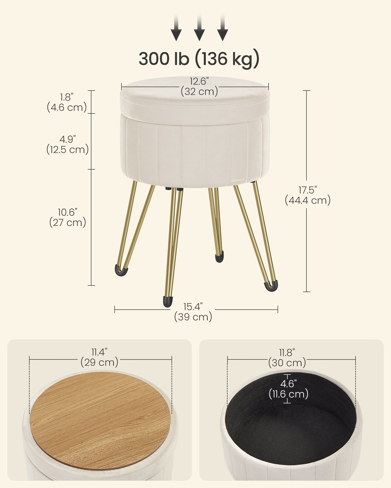 Small Vanity Stool Chair with Storage - image 22