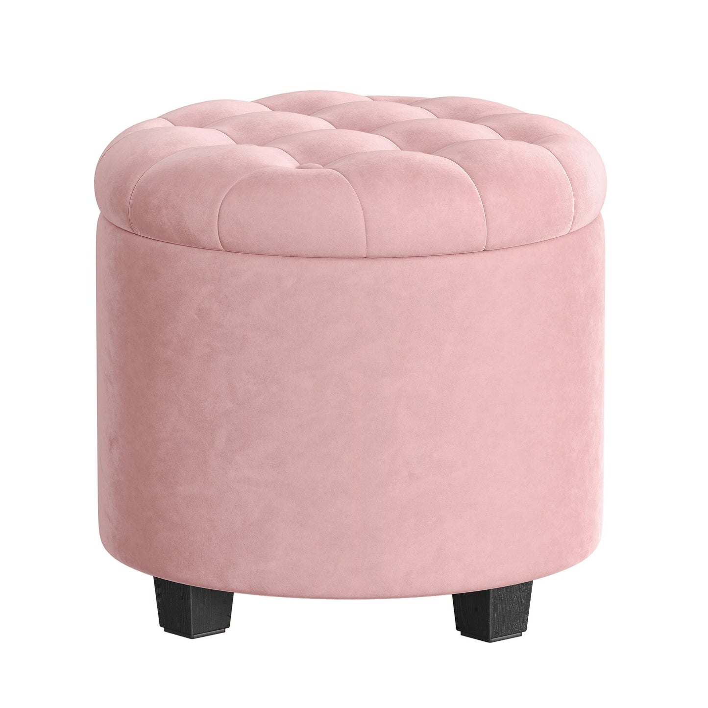 Vanity Stool, Round Ottoman with Storage, Velvet Upholstered Foot Stool, 17.7 x 17.7 x 17.5 Inches - image 1