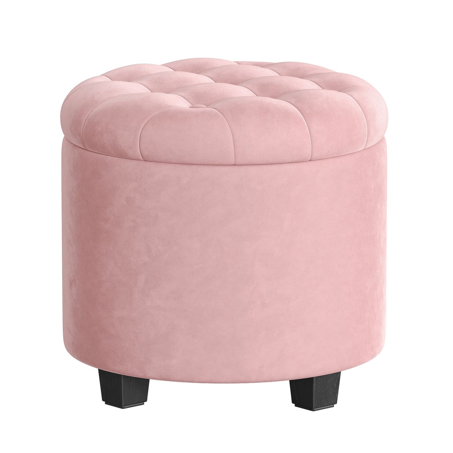 Vanity Stool, Round Ottoman with Storage, Velvet Upholstered Foot Stool, 17.7 x 17.7 x 17.5 Inches - image 1