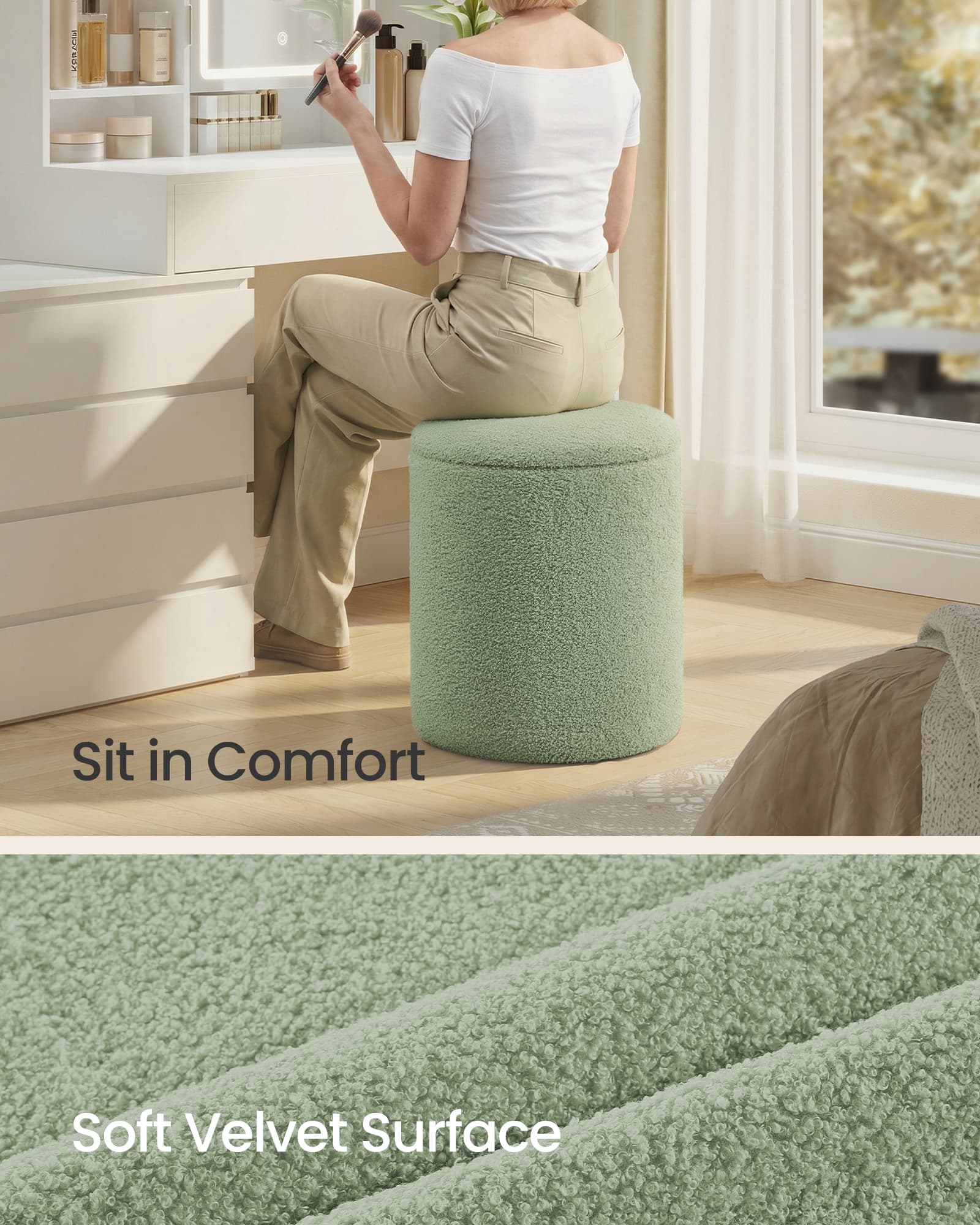 Set of two round storage stools for bedroom and lounge - image 3