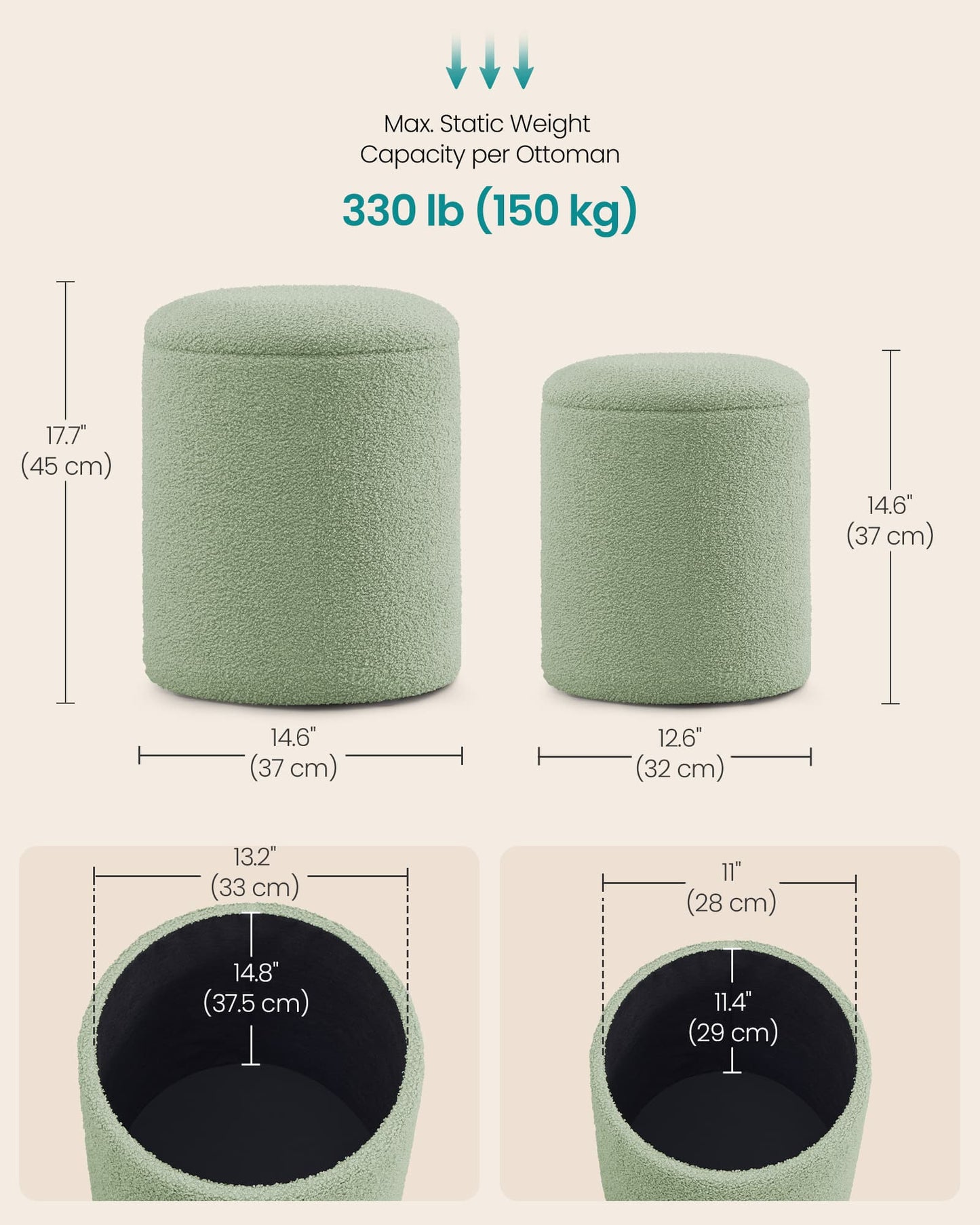Set of two round storage stools for bedroom and lounge - image 5