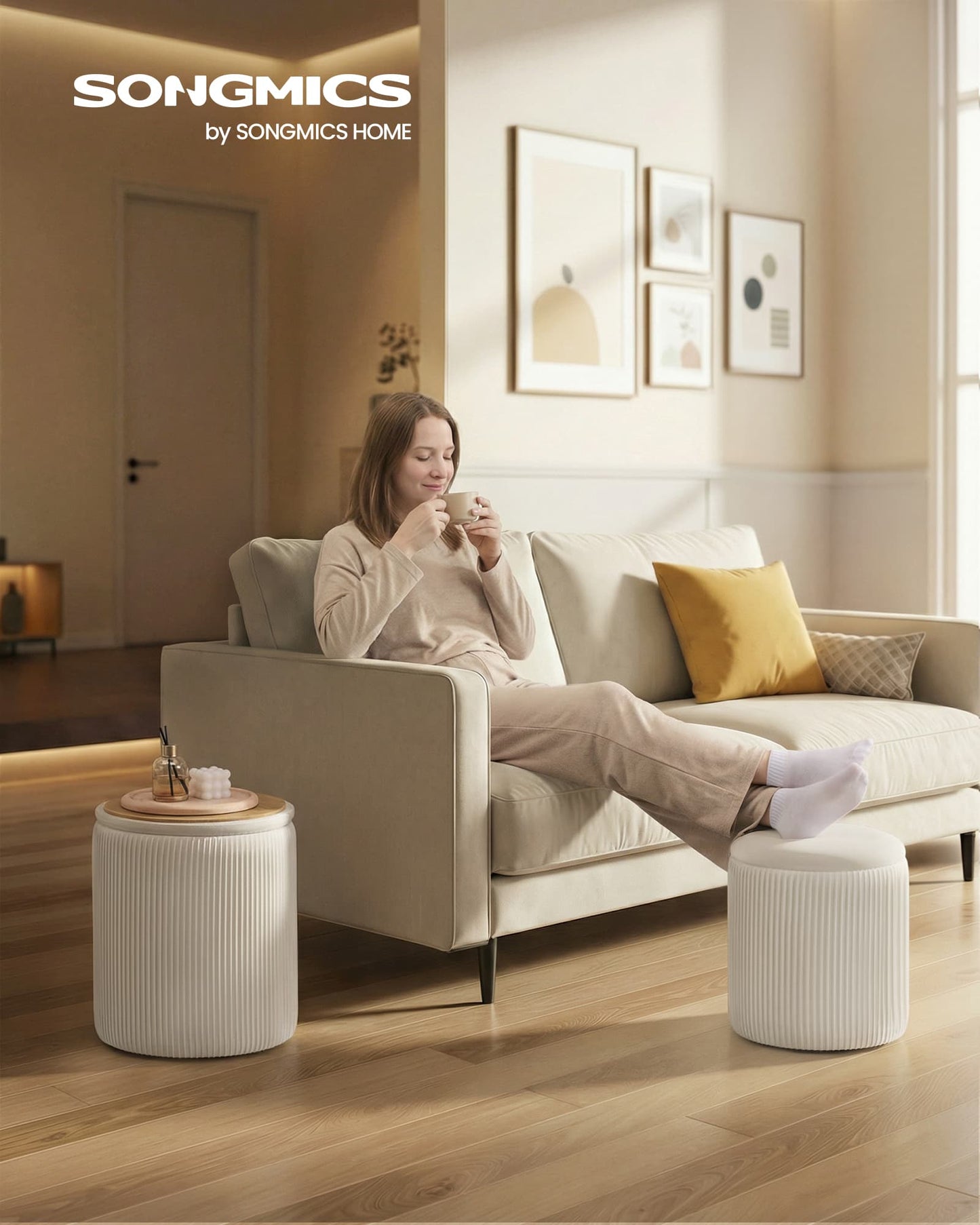 Set of two round storage stools for bedroom and lounge - image 8