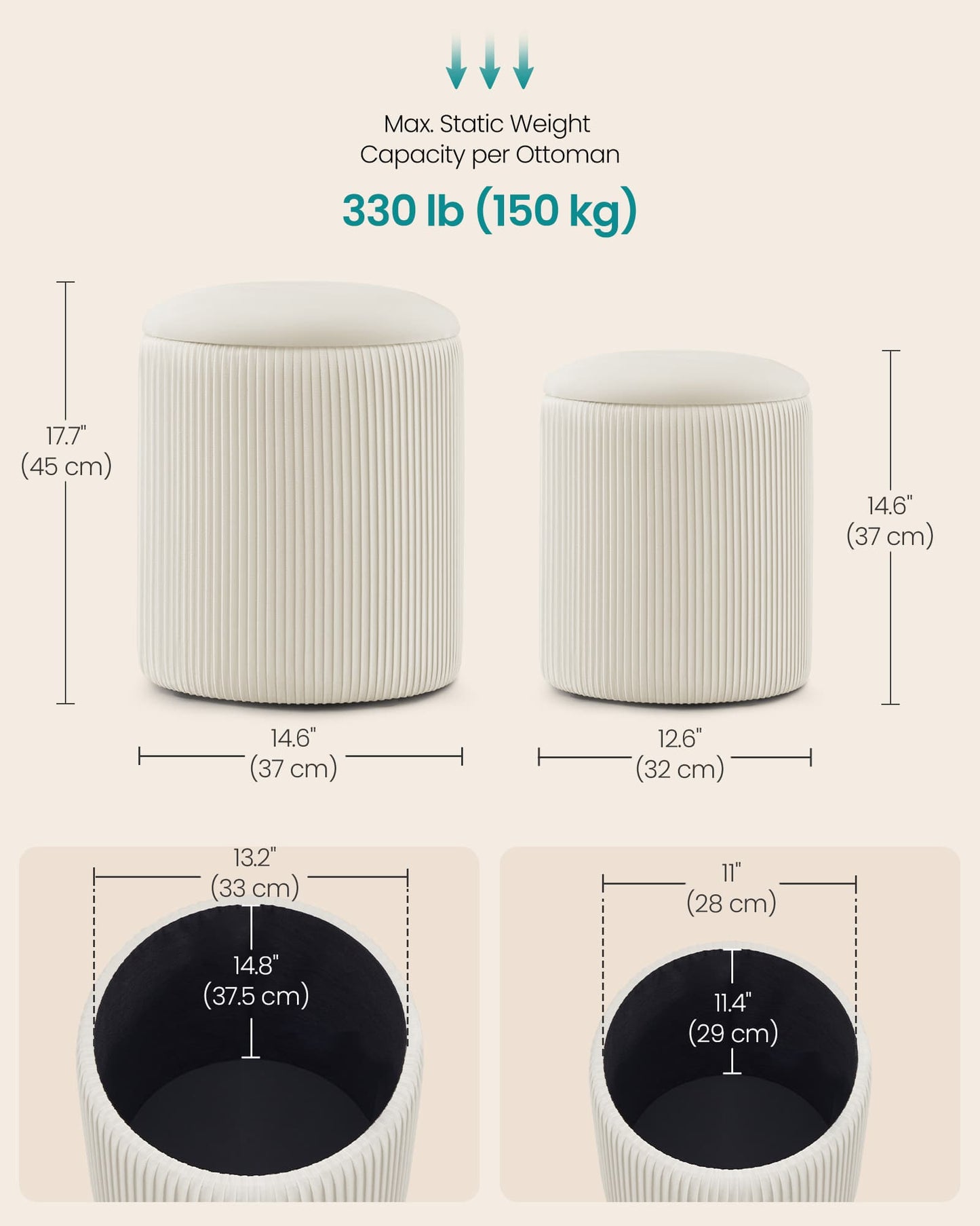 Set of two round storage stools for bedroom and lounge - image 12