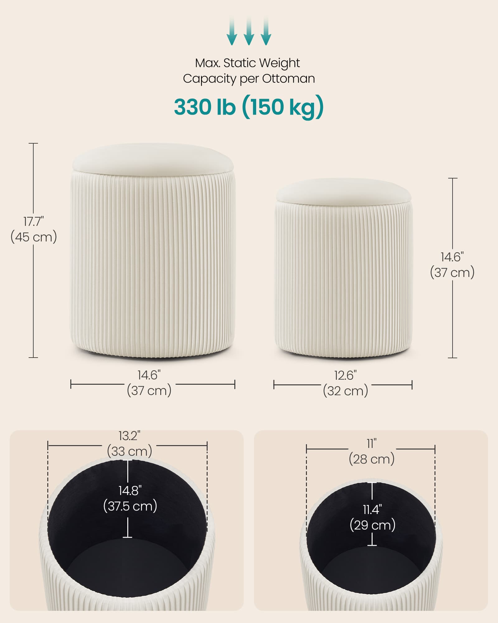 Set of two round storage stools for bedroom and lounge - image 12